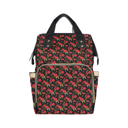Red Rose Themed Print Diaper Bag Backpack