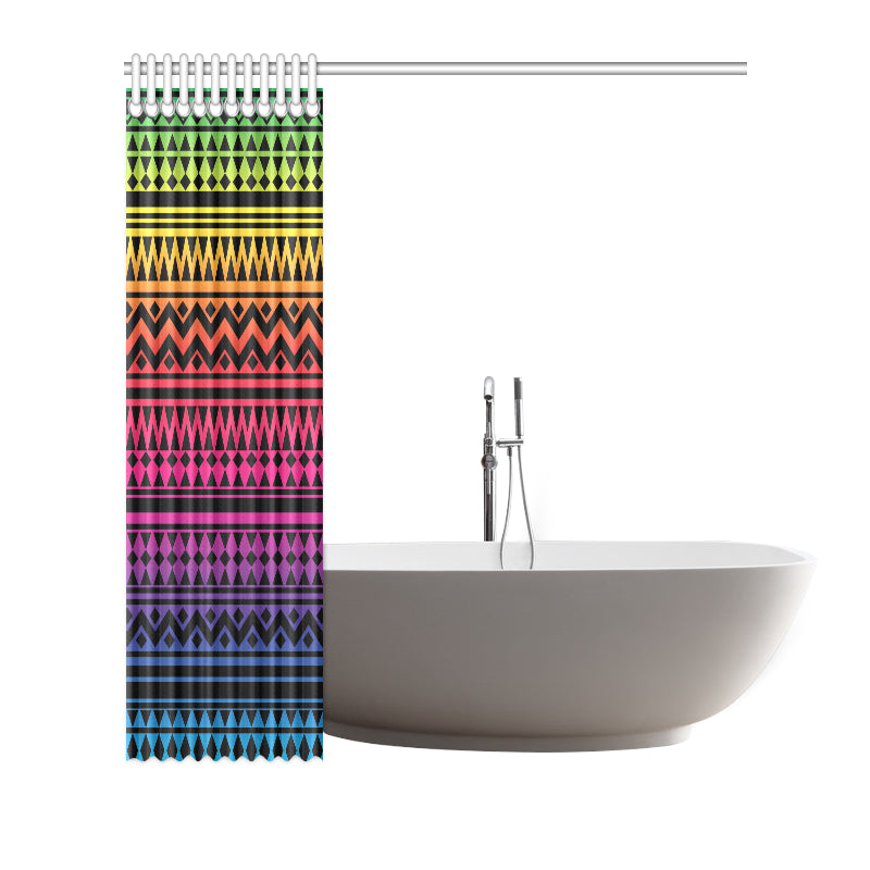 Rainbow Tribal Pattern Print Design A02 Shower Curtain