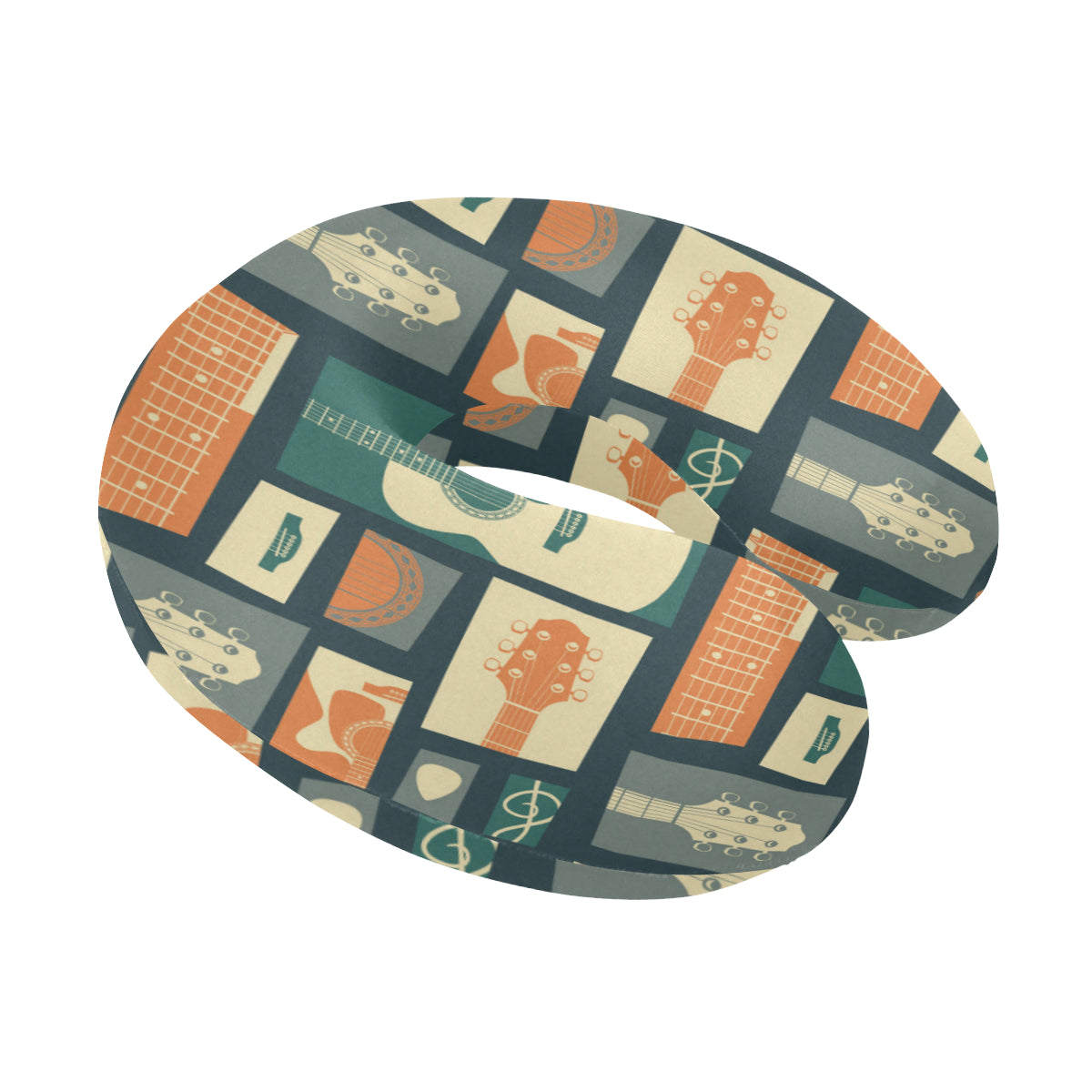 Acoustic Guitar Pattern Print Design 02 U-Shaped Travel Neck Pillow