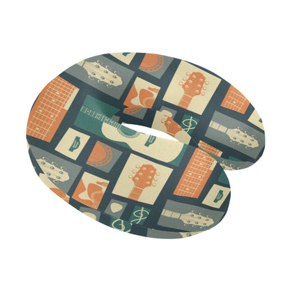 Acoustic Guitar Pattern Print Design 02 U-Shaped Travel Neck Pillow