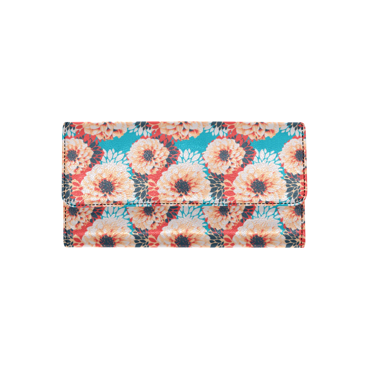 Dahlia Pattern Print Design DH05 Women's Trifold Wallet