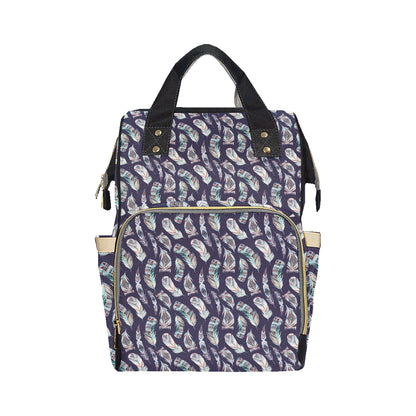Feather Vintage Boho Design Print Diaper Bag Backpack