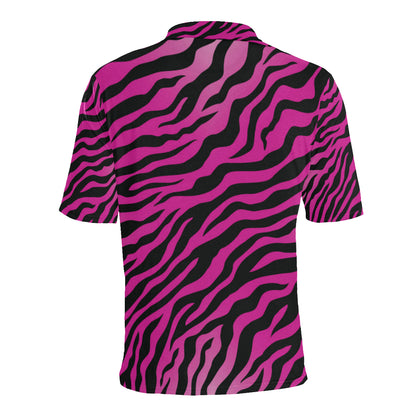 Pink Zebra Men Polo Shirt