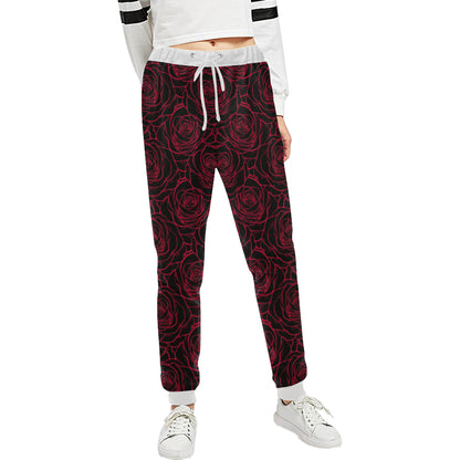 Red Rose Design Print Unisex Sweatpants
