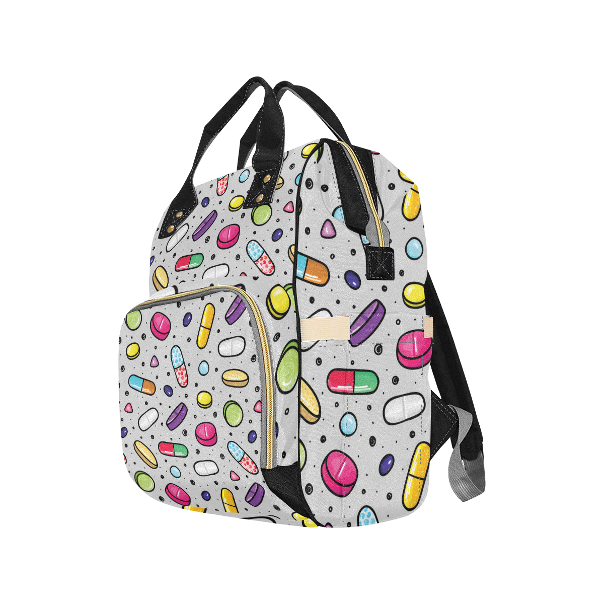 Pill Pattern Print Design A04 Diaper Bag Backpack
