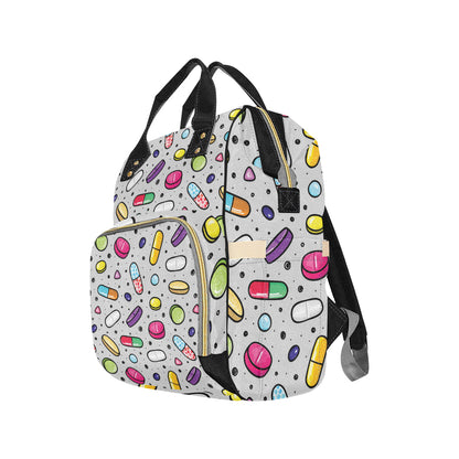 Pill Pattern Print Design A04 Diaper Bag Backpack