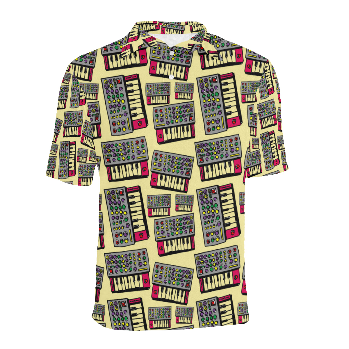 Synthesizer Pattern Print Design 01 Men Polo Shirt