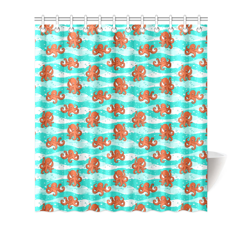 Octopus Cute Design Print Themed Shower Curtain