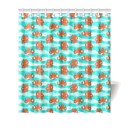 Octopus Cute Design Print Themed Shower Curtain