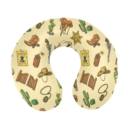 Cowboy Pattern Print Design 04 U-Shaped Travel Neck Pillow