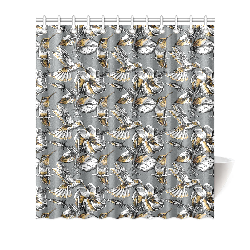Hummingbird Pattern Print Design 02 Shower Curtain
