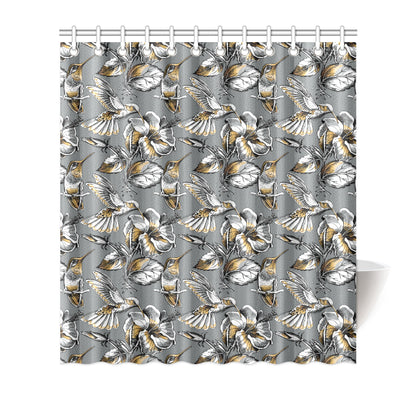 Hummingbird Pattern Print Design 02 Shower Curtain