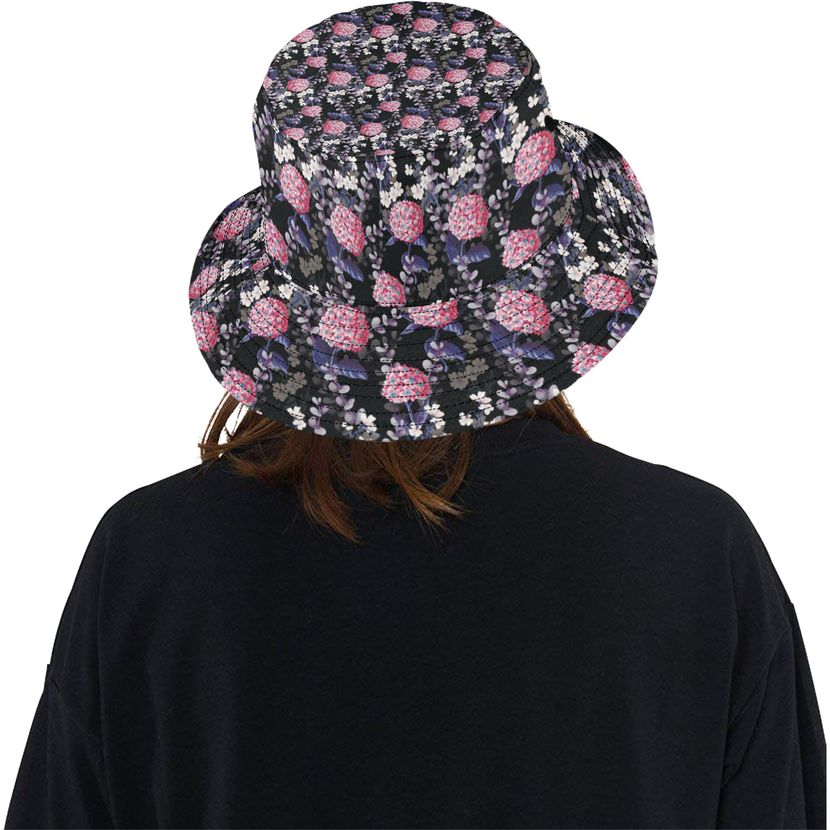 Hydrangea Pattern Print Design HD04 Unisex Bucket Hat