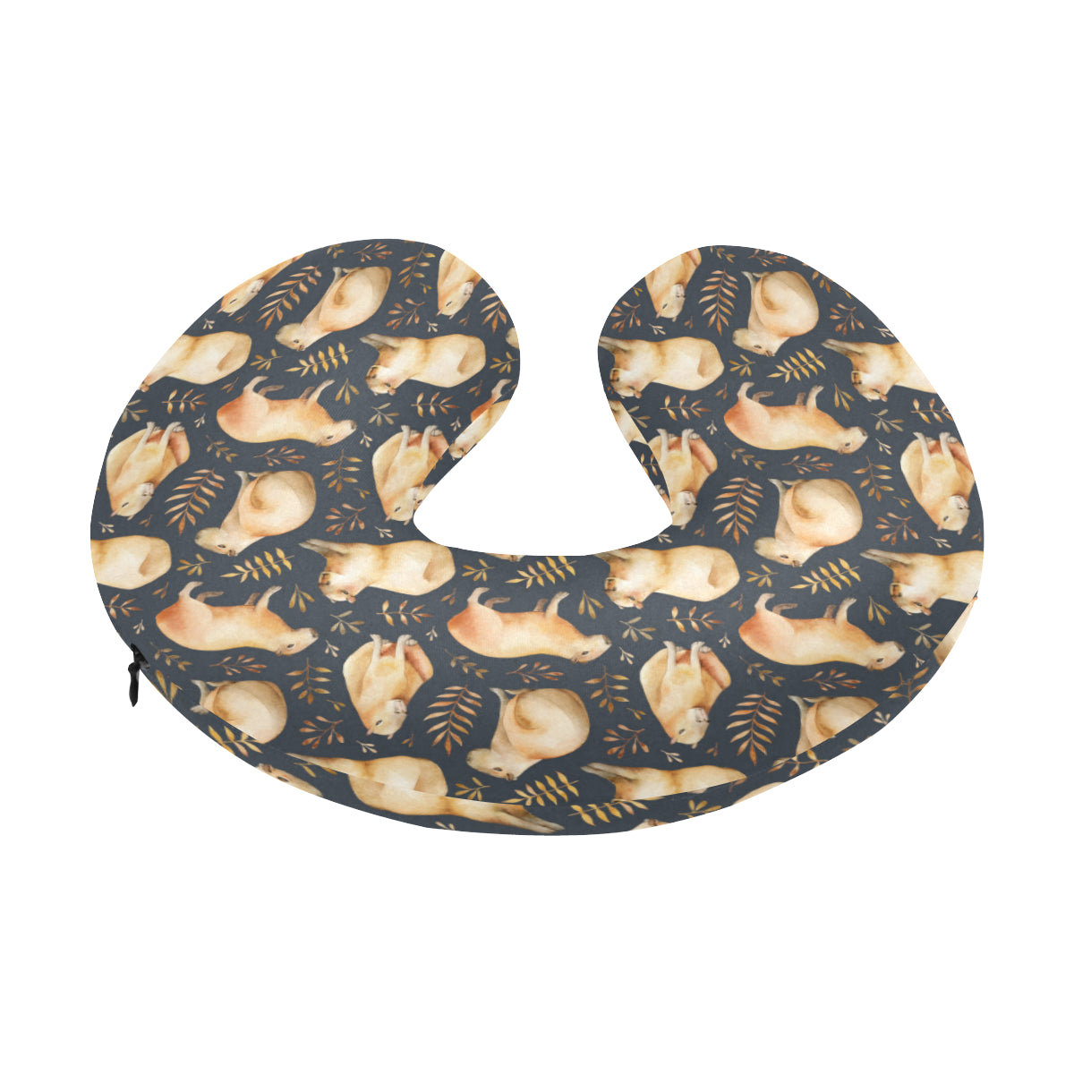 Capybara Pattern Print Design 02 U-Shaped Travel Neck Pillow