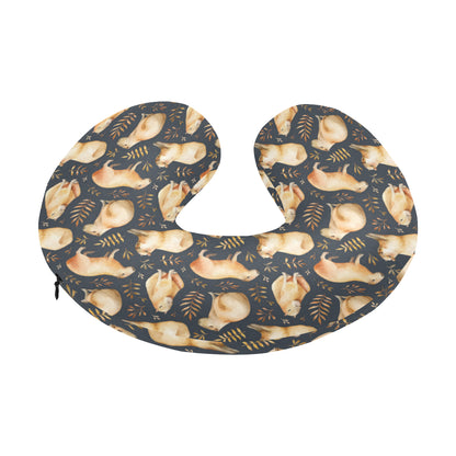 Capybara Pattern Print Design 02 U-Shaped Travel Neck Pillow