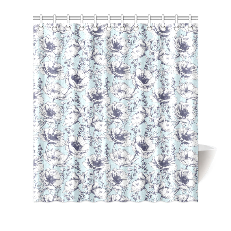 Anemone Pattern Print Design 02 Shower Curtain