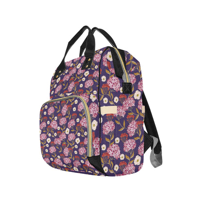 Hydrangea Pattern Print Design HD010 Diaper Bag Backpack