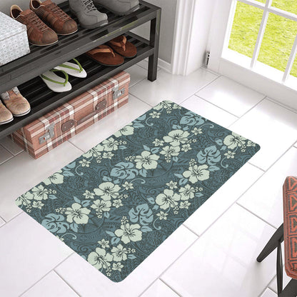 Flower Hawaiian Hibiscus Style Print Pattern Rubber Doormat