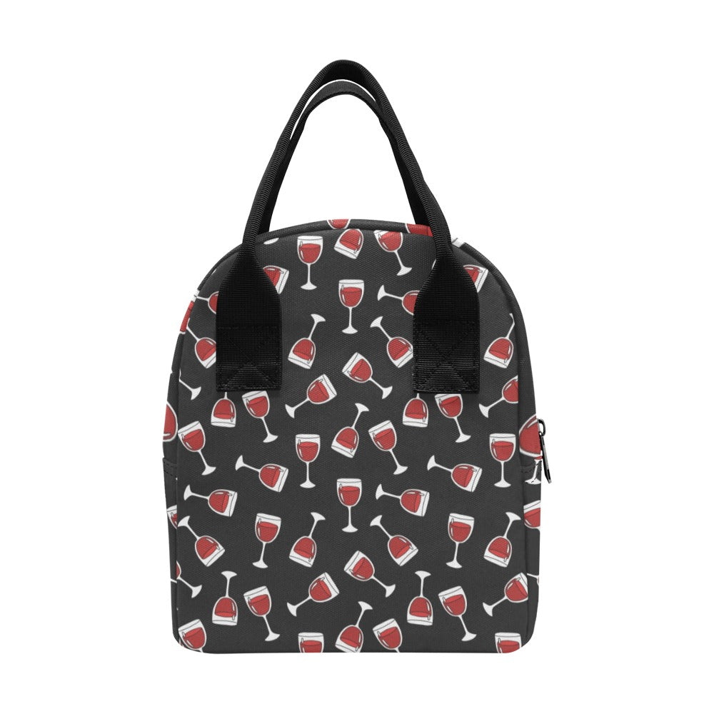 Wine Glass Print Design LKS303 Insulated Lunch Bag