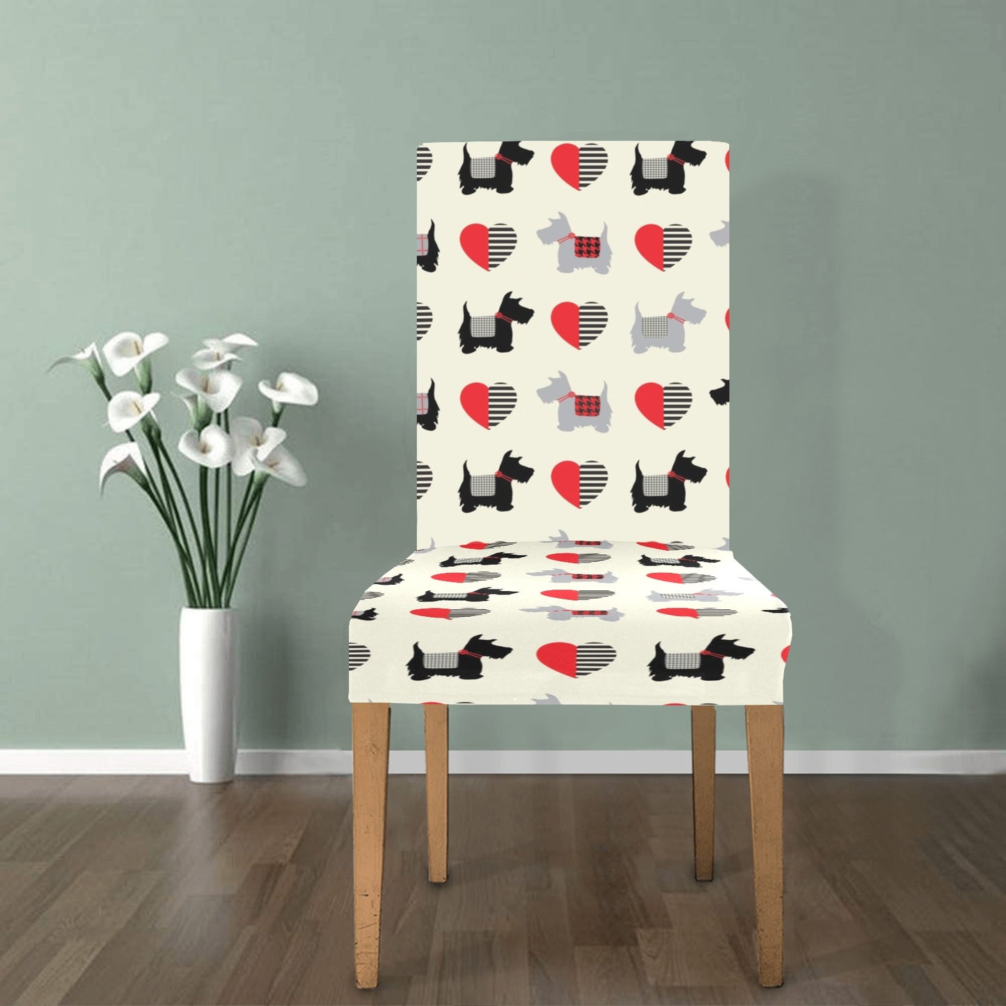 Scottish Terriers Print Design LKS3010 Dining Chair Slipcover