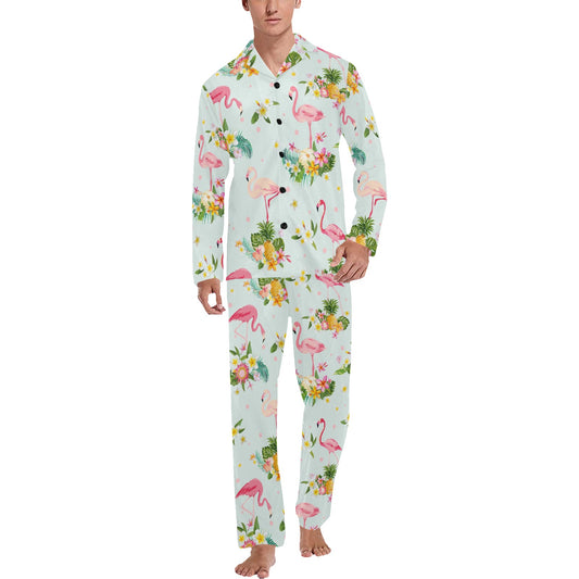 Flamingo Sweet Pattern Men's Long Pajama Set