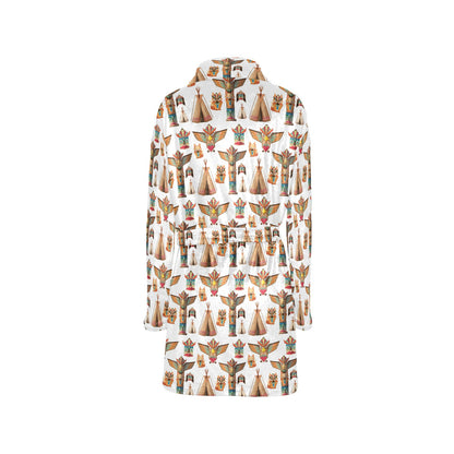 Totem Native Print Design LKS303 Women's Fleece Robe
