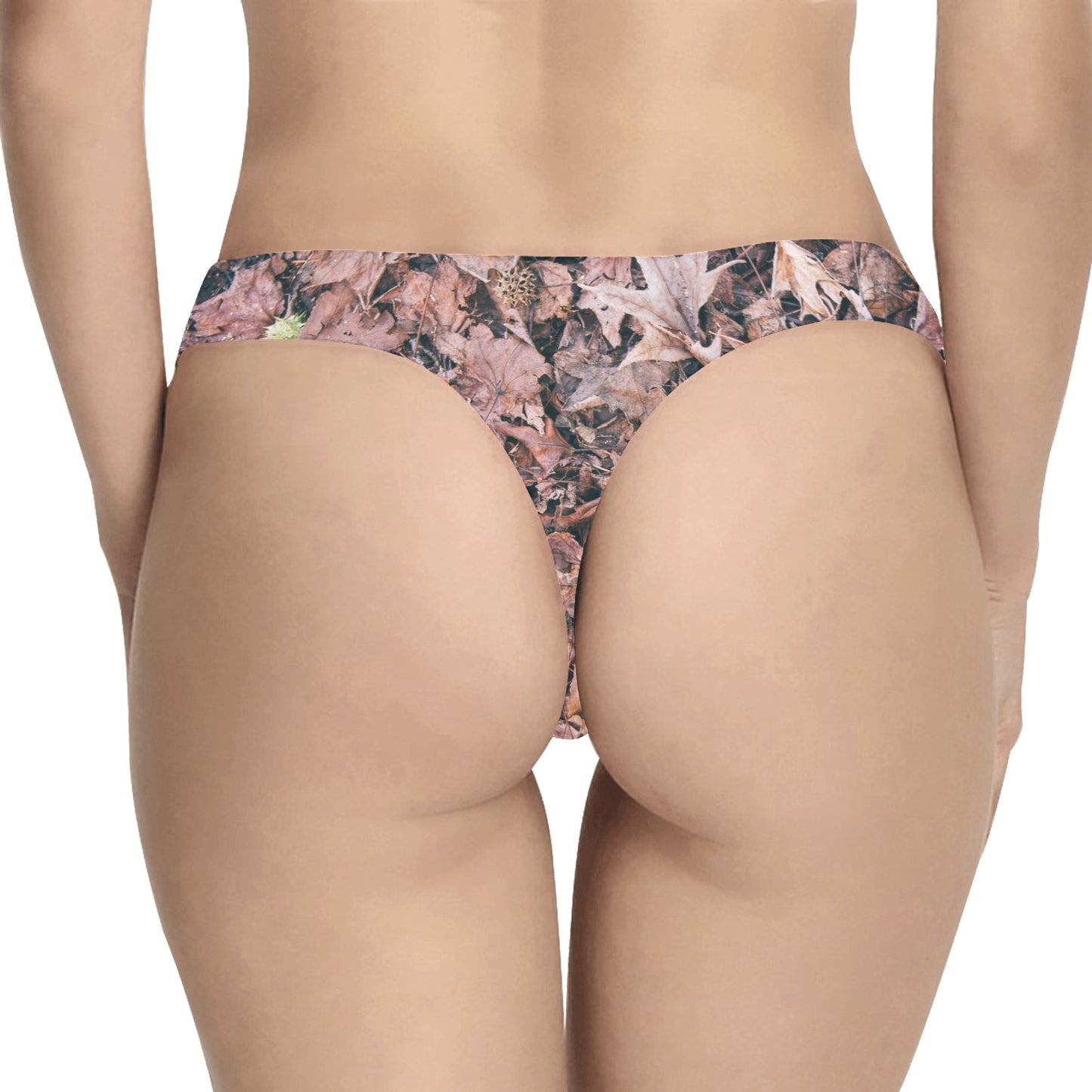 Camouflage Realistic Tree Leaf Print Women's Thongs