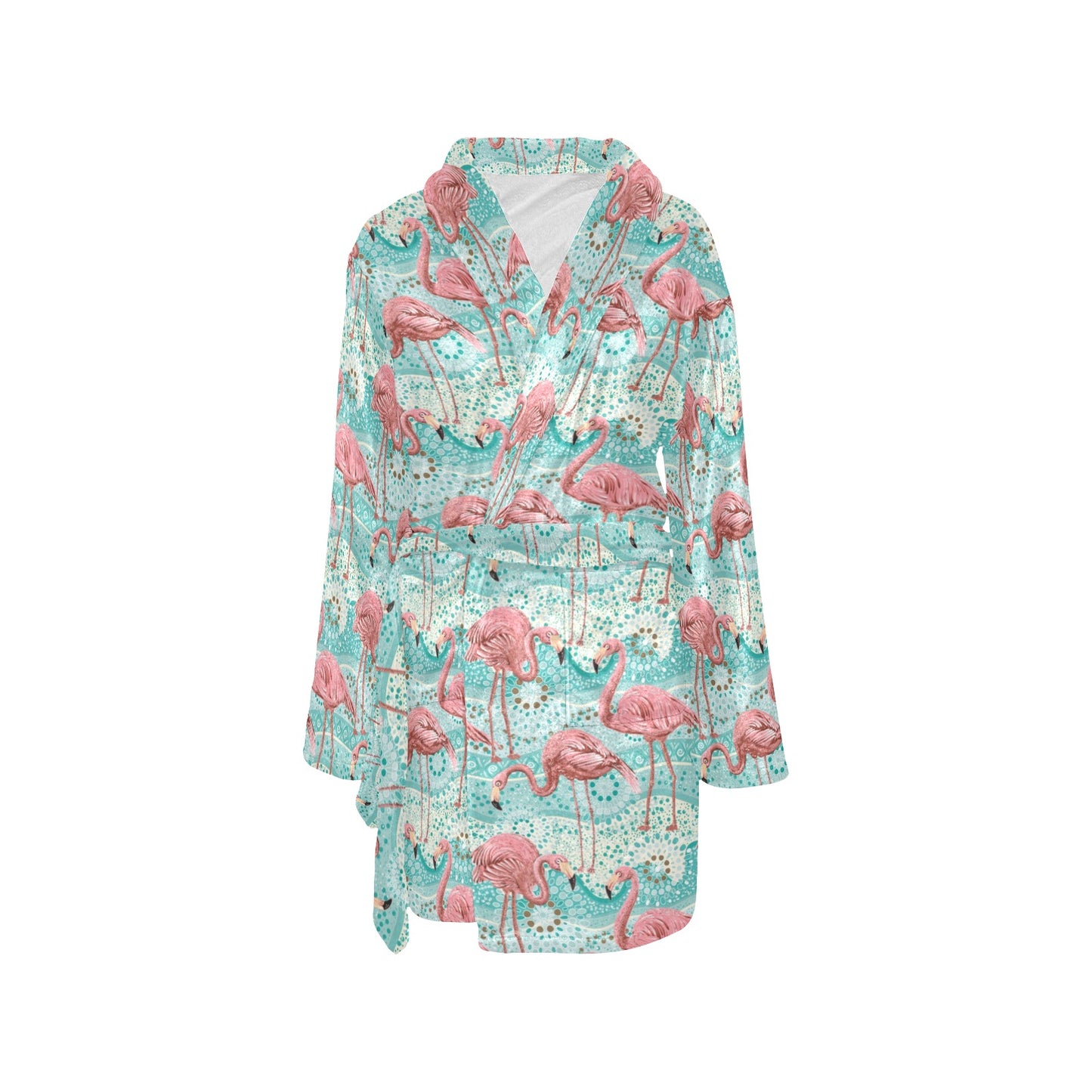Flamingo Background Themed Print Women's Fleece Robe