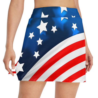American flag Style 17" Golf & Pickleball Skort with Pockets