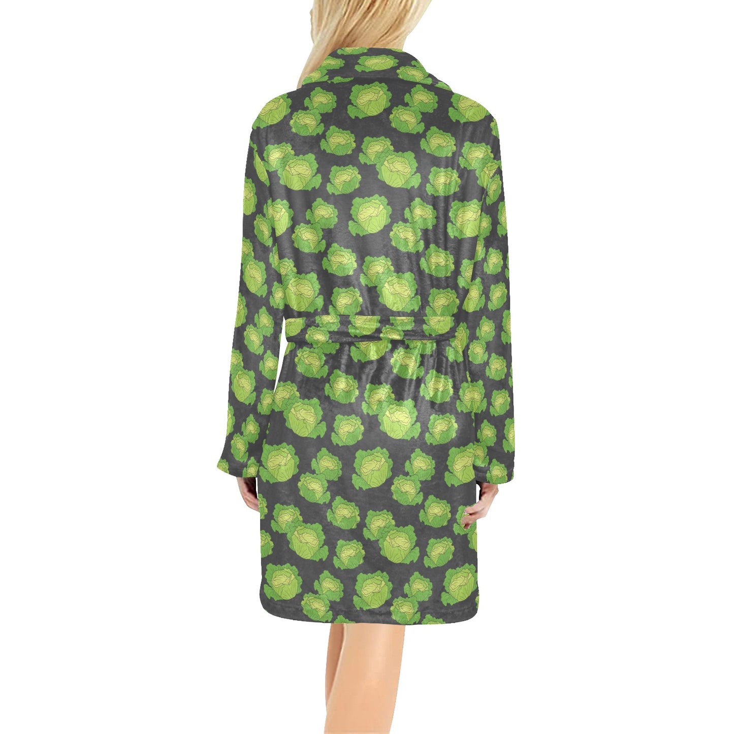 Cabbage Pattern Print Design 01 Women's Fleece Robe