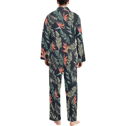 Bird Of Paradise Pattern Print Design BOP02 Men's Long Pajama Set