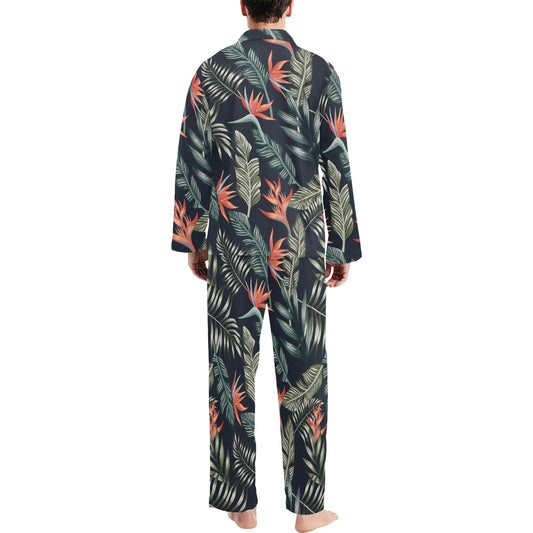 Bird Of Paradise Pattern Print Design BOP02 Men's Long Pajama Set