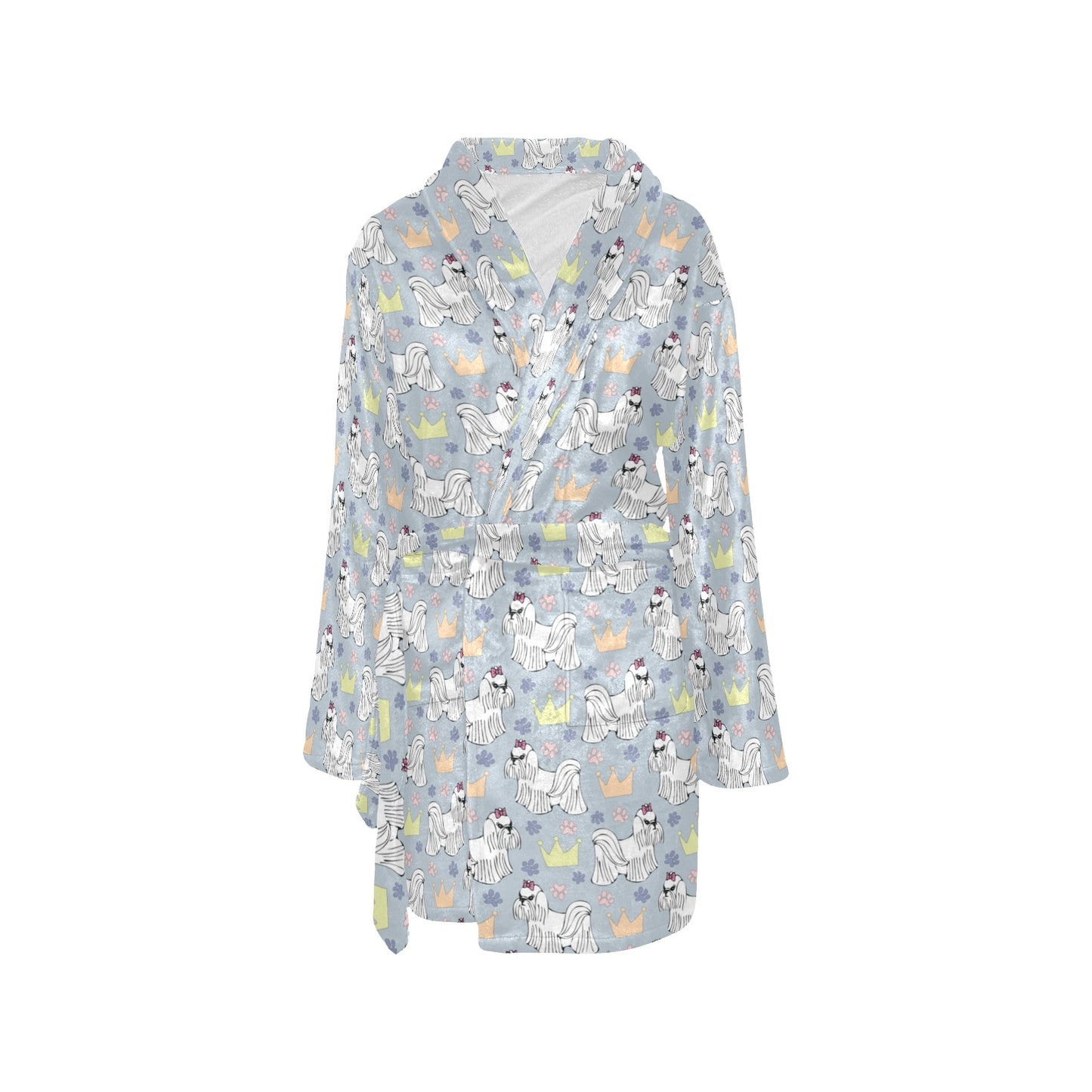 Maltese Pattern Print Design 04 Women's Fleece Robe