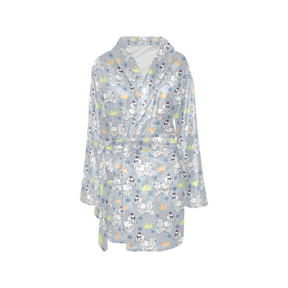 Maltese Pattern Print Design 04 Women's Fleece Robe