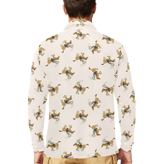 Cowboy Pattern Print Design 01 Long Sleeve Polo Shirt For Men's