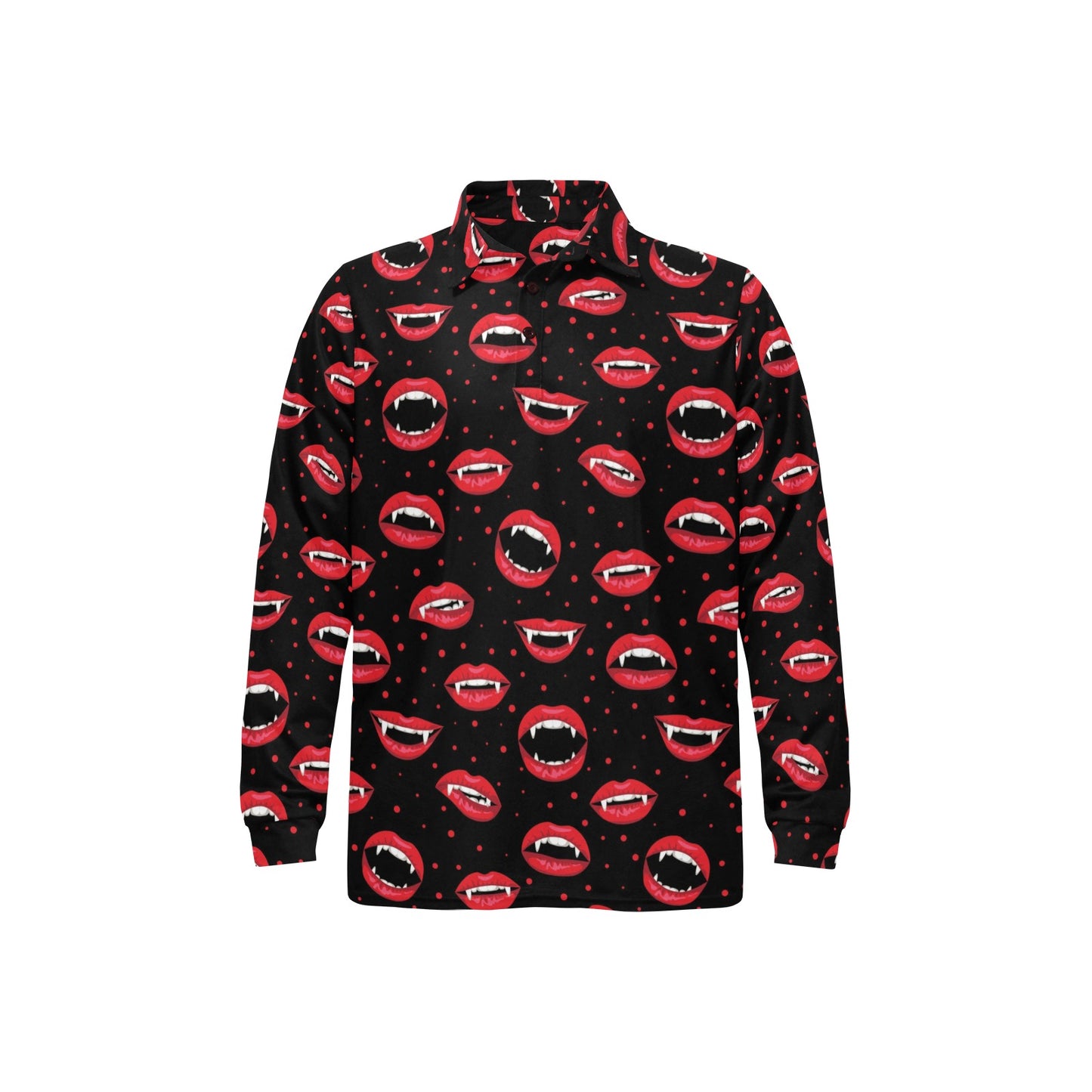 Halloween Pattern Print Design 01 Long Sleeve Polo Shirt For Men's