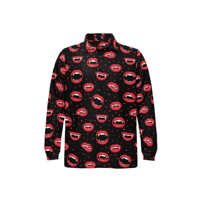 Halloween Pattern Print Design 01 Long Sleeve Polo Shirt For Men's