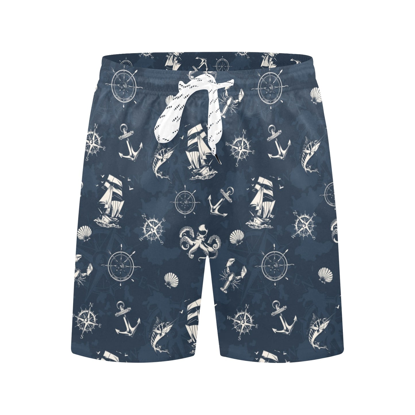 Nautical Sea Themed Print Men's Swim Trunks Beach Shorts