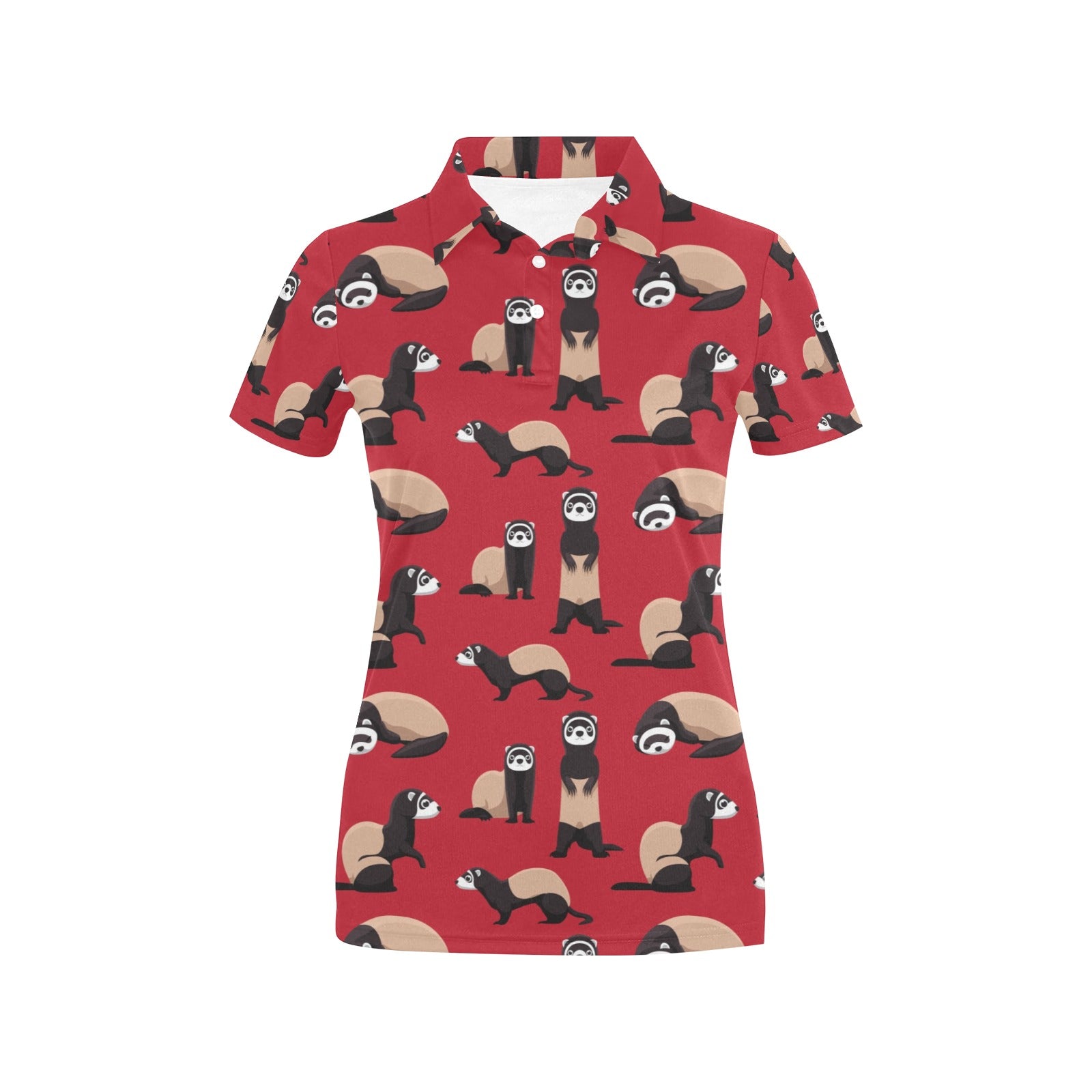 Ferret Pattern Print Design 02 Women's Polo Shirt