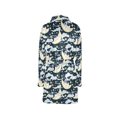 Rabbit Sleeping Pattern Print Design RB08 Women's Fleece Robe