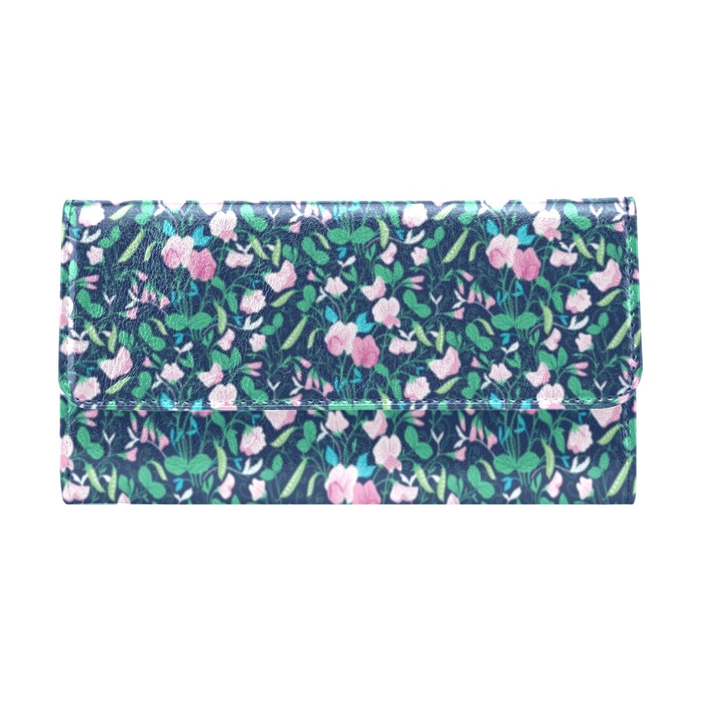 Sweet Pea Print Design LKS303 Women's Trifold Wallet