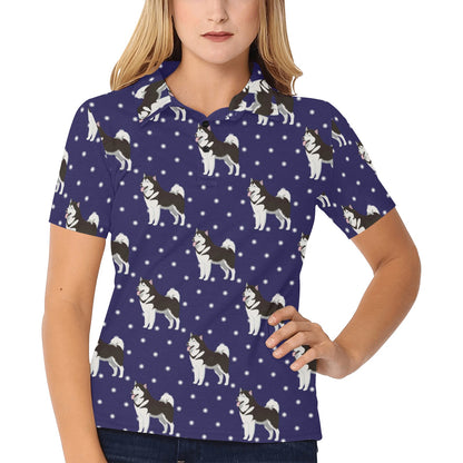 Alaskan Malamute Pattern Print Design 04 Women's Polo Shirt