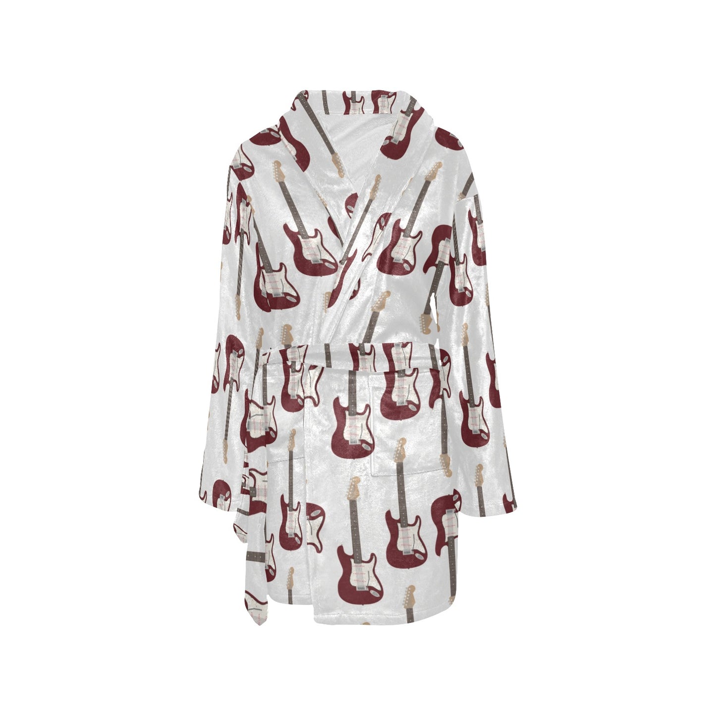 Bass Guitar Pattern Print Design 03 Women's Fleece Robe