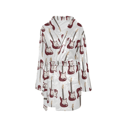 Bass Guitar Pattern Print Design 03 Women's Fleece Robe