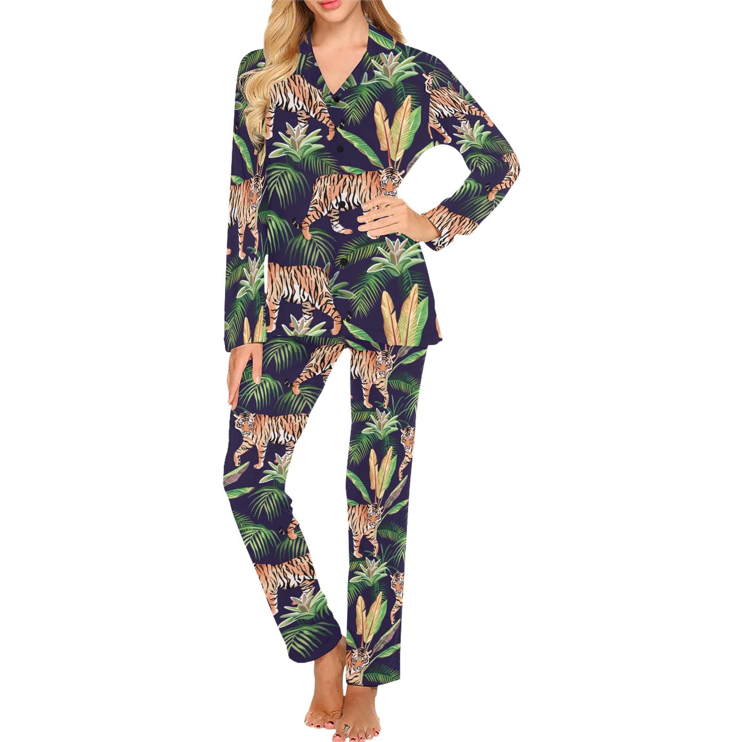 Tiger Jungle Women's Long Pajama Set
