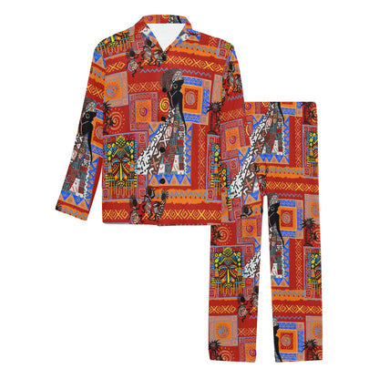 African Print Pattern Men's Long Pajama Set