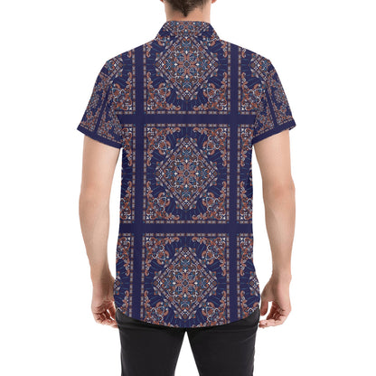 Bandana Print Design LKS3012 Men Short Sleeve Button Up Shirt