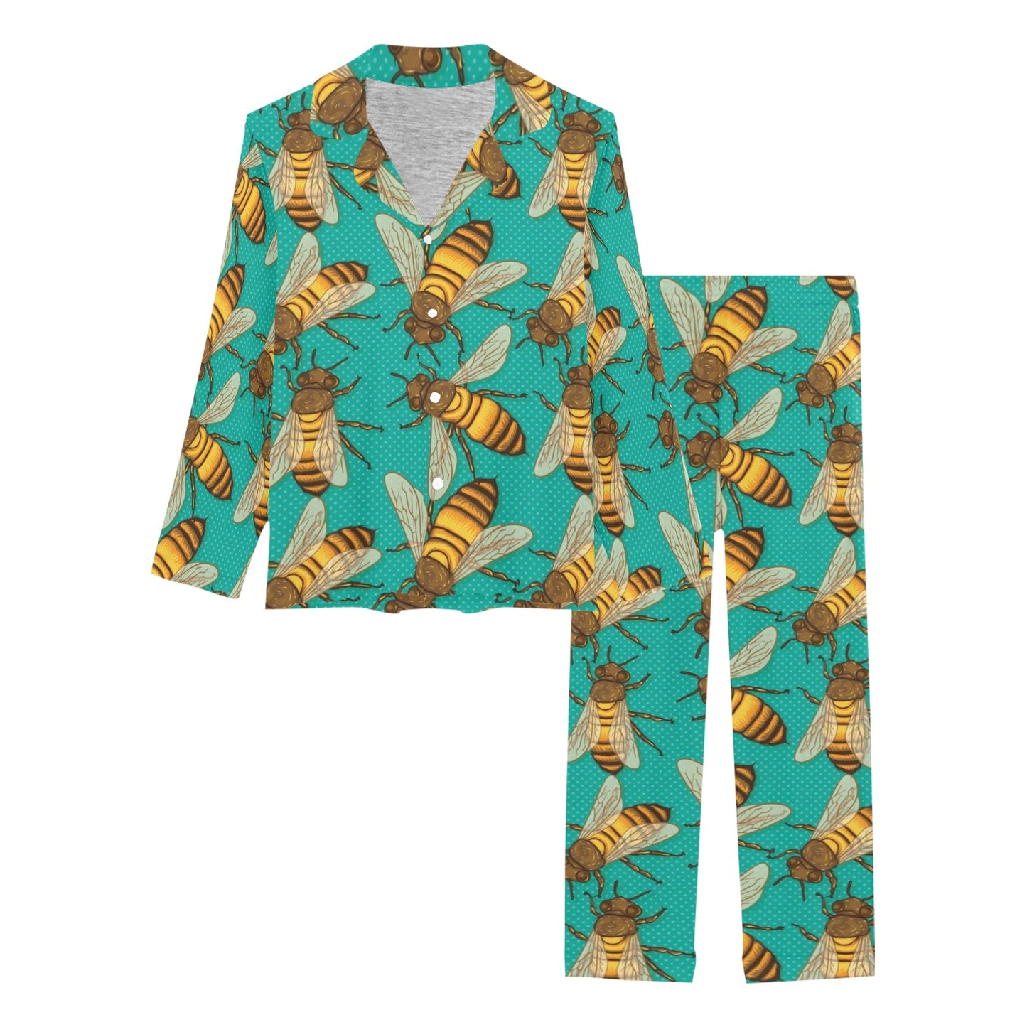 Bee Pattern Print Design BEE04 Women's Long Pajama Set