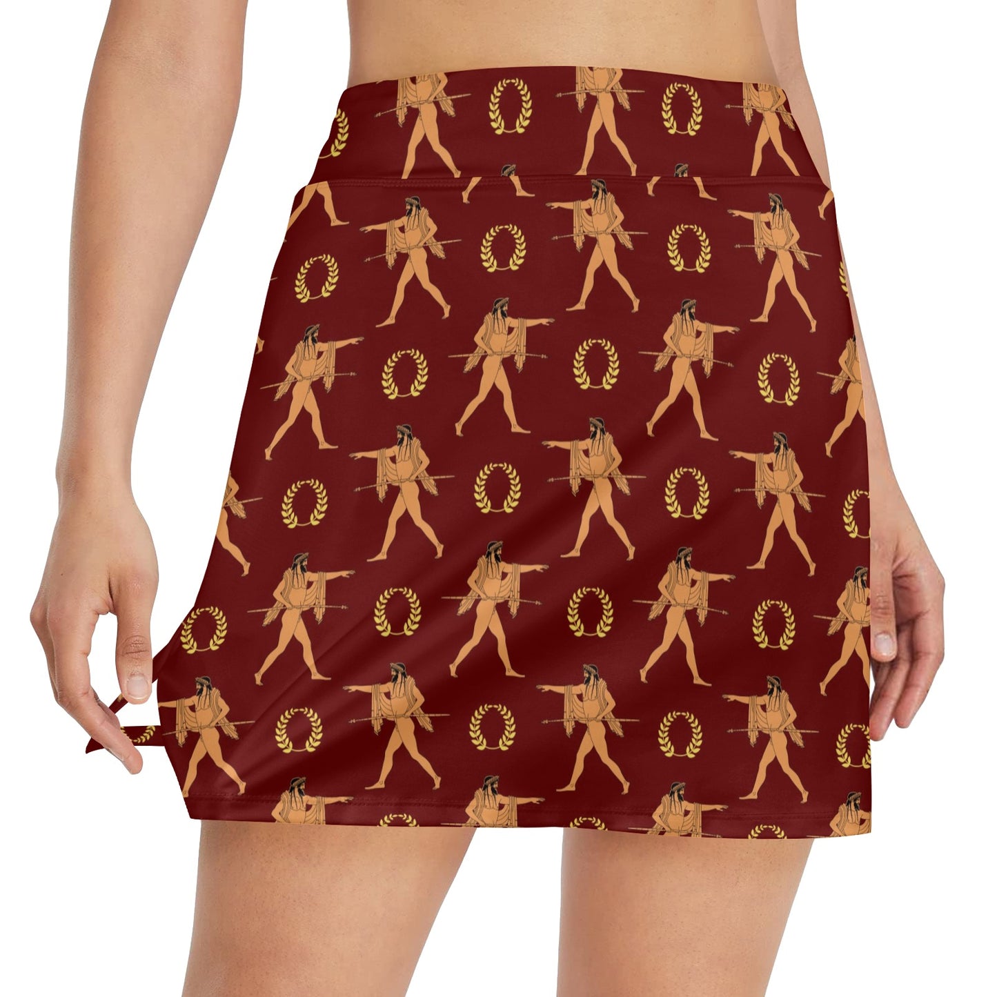 Ancient Greek Print Design LKS307 17" Golf & Pickleball Skort with Pockets