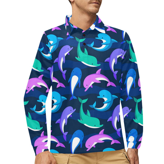 Dolphin Baby Long Sleeve Polo Shirt For Men's